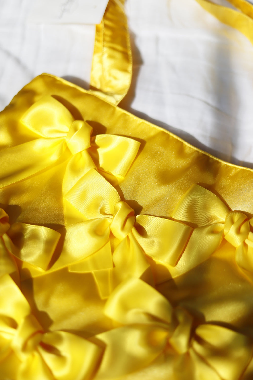 DAFFOIL YELLOW satin ribbon tote bag