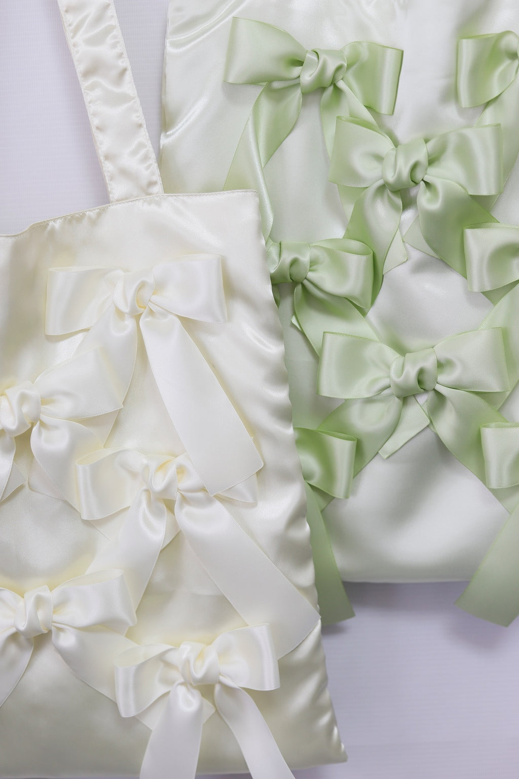 SEAFOAM GREEN satin ribbon tote bag