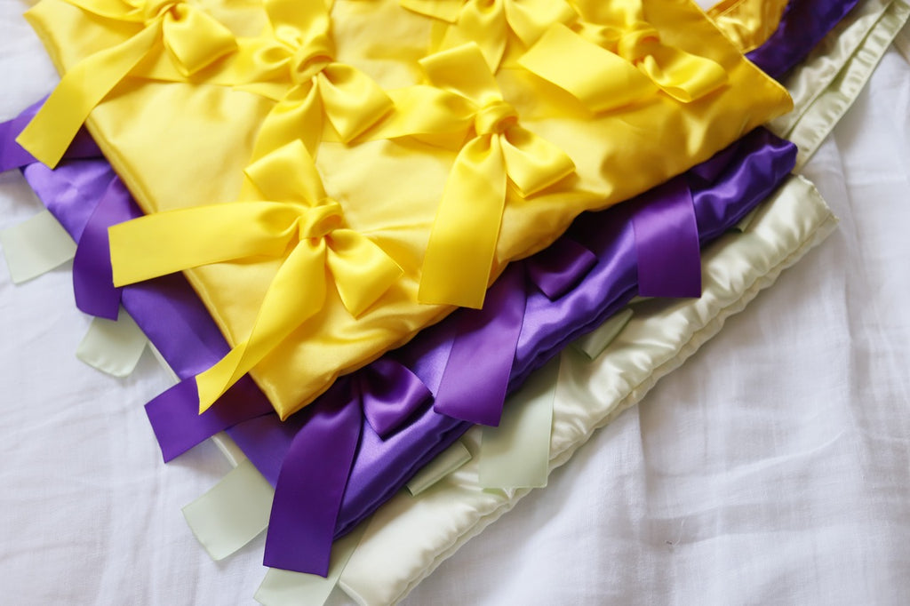DEEP PURPLE satin ribbon tote bag