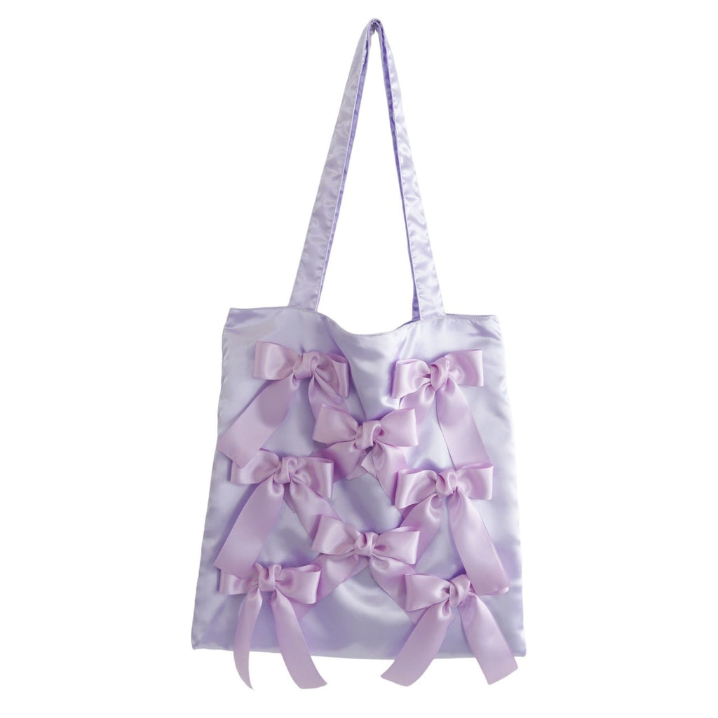 PURPLE　 satin ribbon tote bag