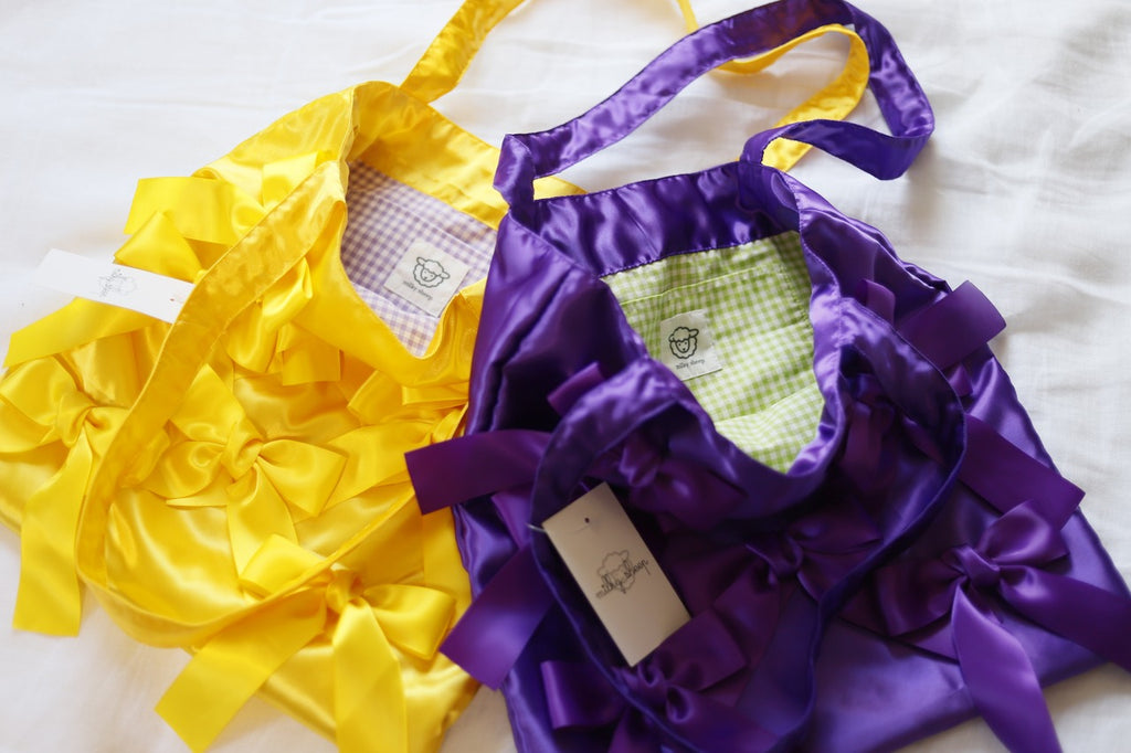 DAFFOIL YELLOW satin ribbon tote bag