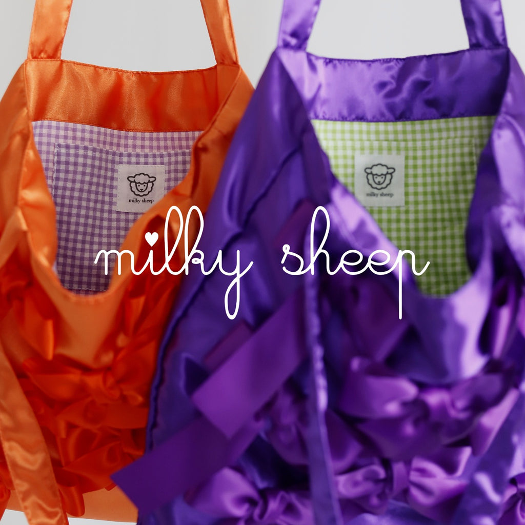 DEEP PURPLE satin ribbon tote bag