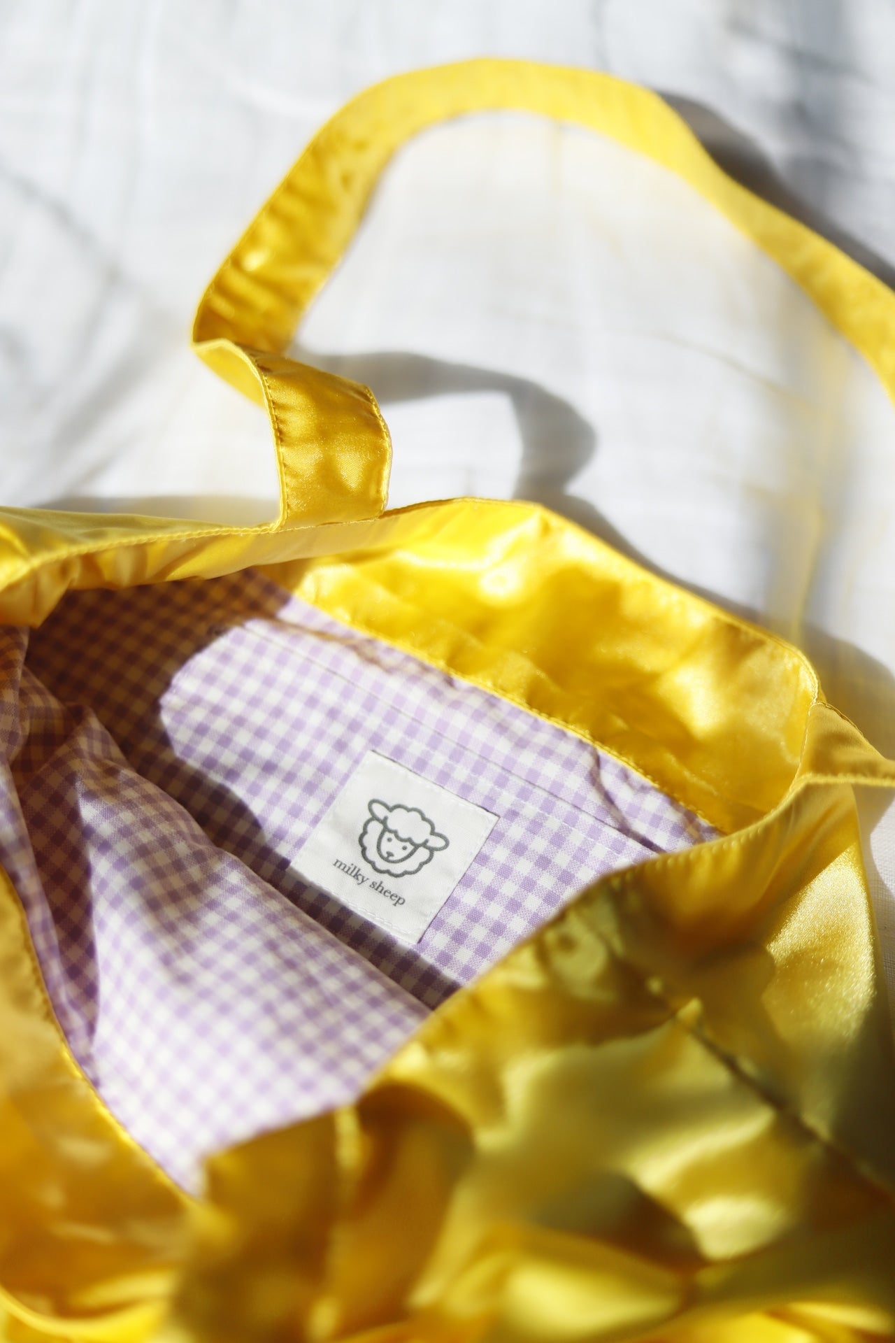 DAFFOIL YELLOW satin ribbon tote bag
