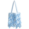 BLUE BIRD satin ribbon tote bag