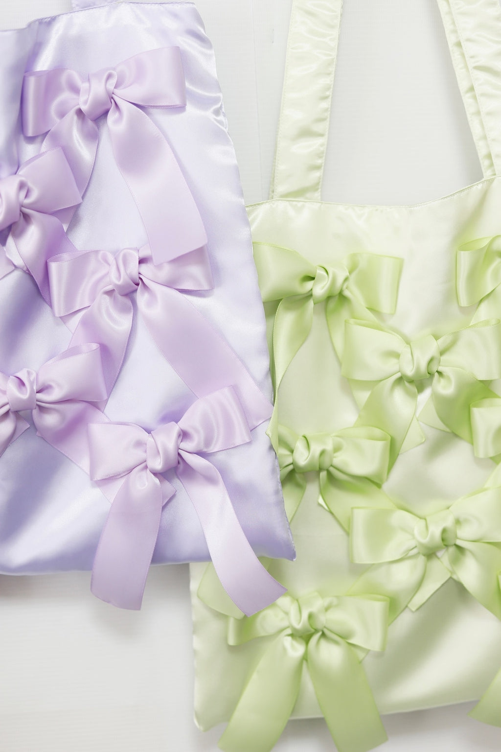 SEAFOAM GREEN satin ribbon tote bag