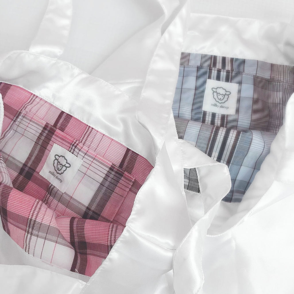 WHITE 　satin ribbon tote bag