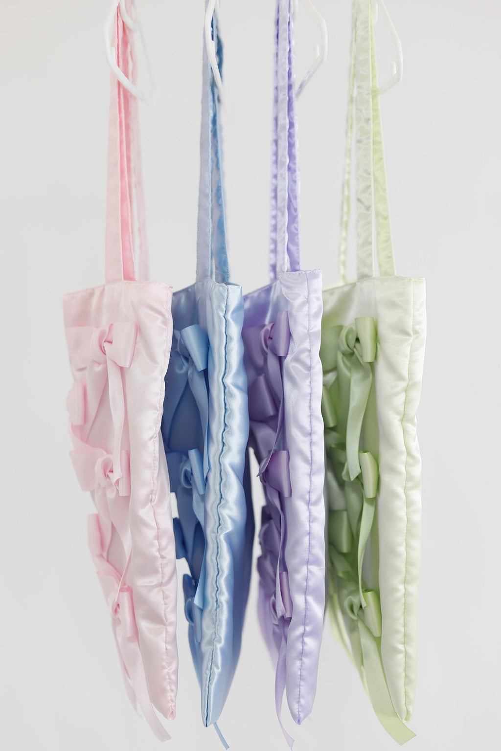 SEAFOAM GREEN satin ribbon tote bag