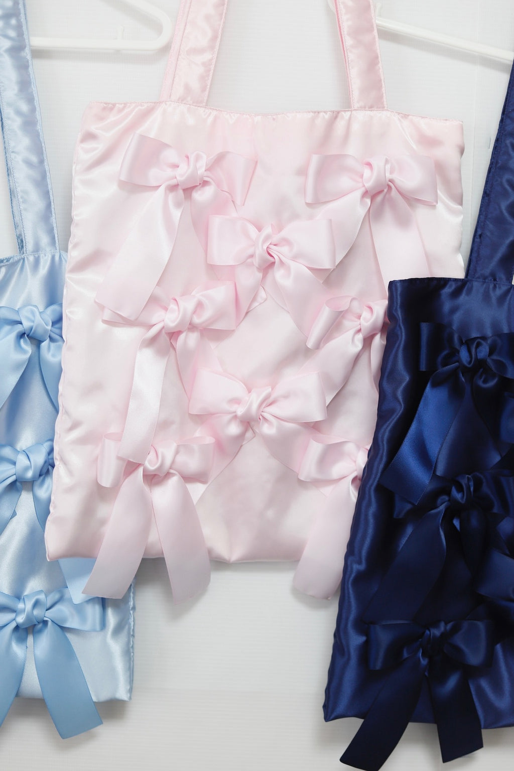 BLUE BIRD satin ribbon tote bag