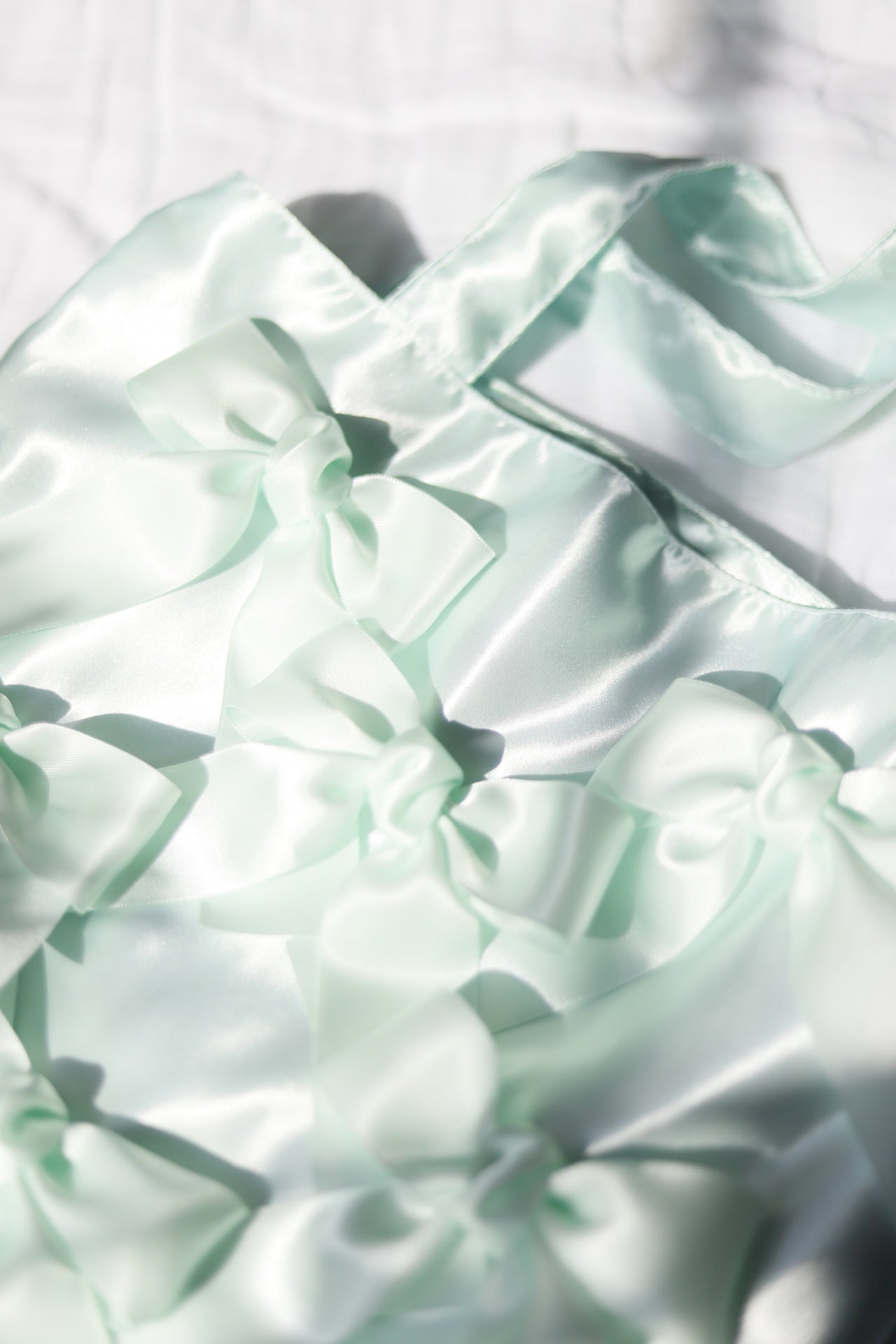 ICE MINT satten ribbon tote bag