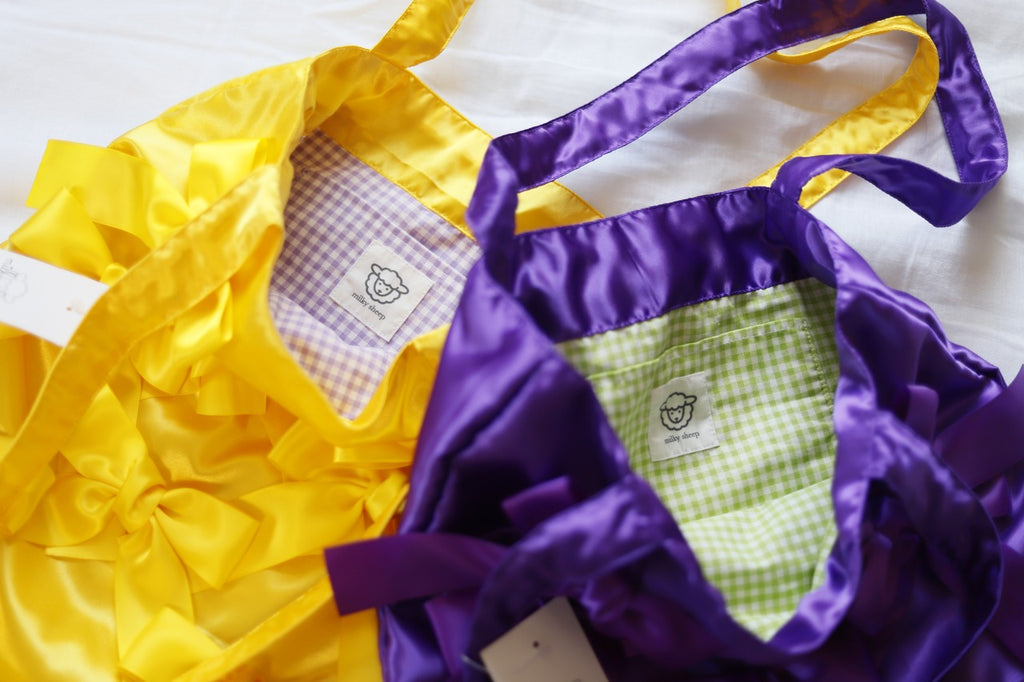 DAFFOIL YELLOW satin ribbon tote bag