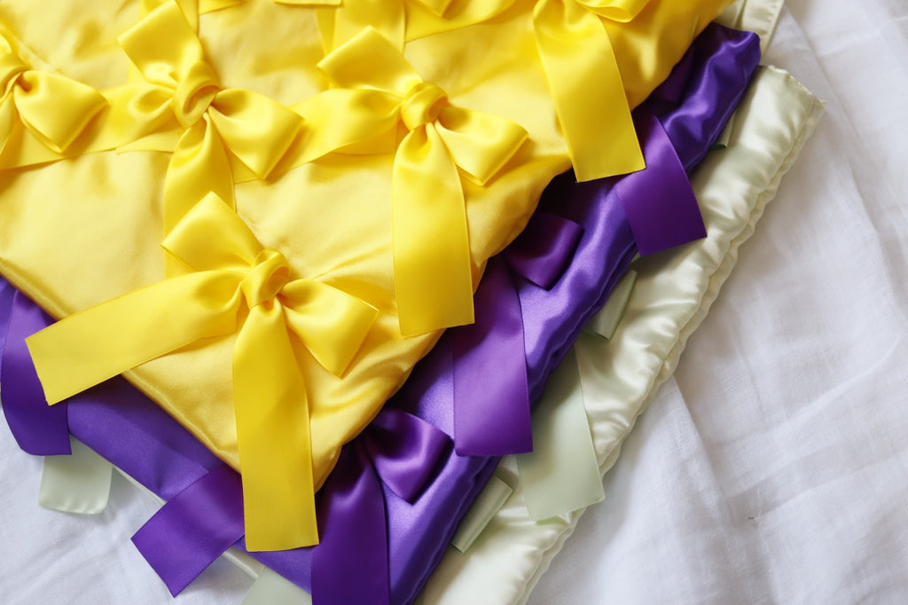 DAFFOIL YELLOW satin ribbon tote bag