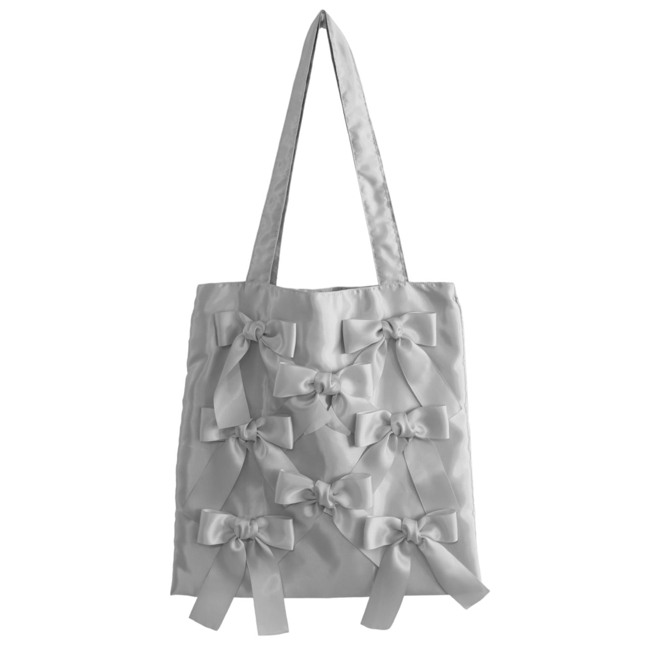 GRAY × MONOQLO FLOWER　 satin ribbon tote bag